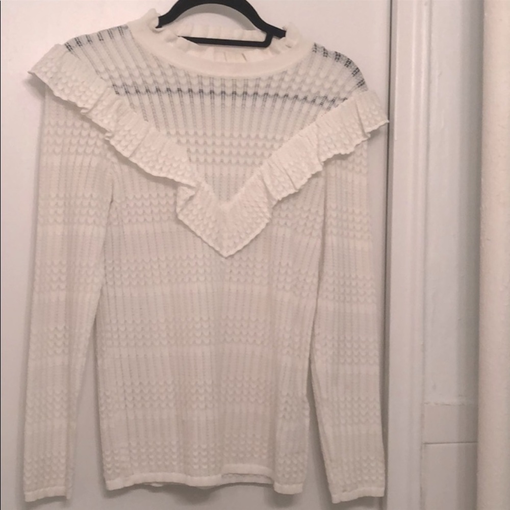 Crepe ruffle sweater